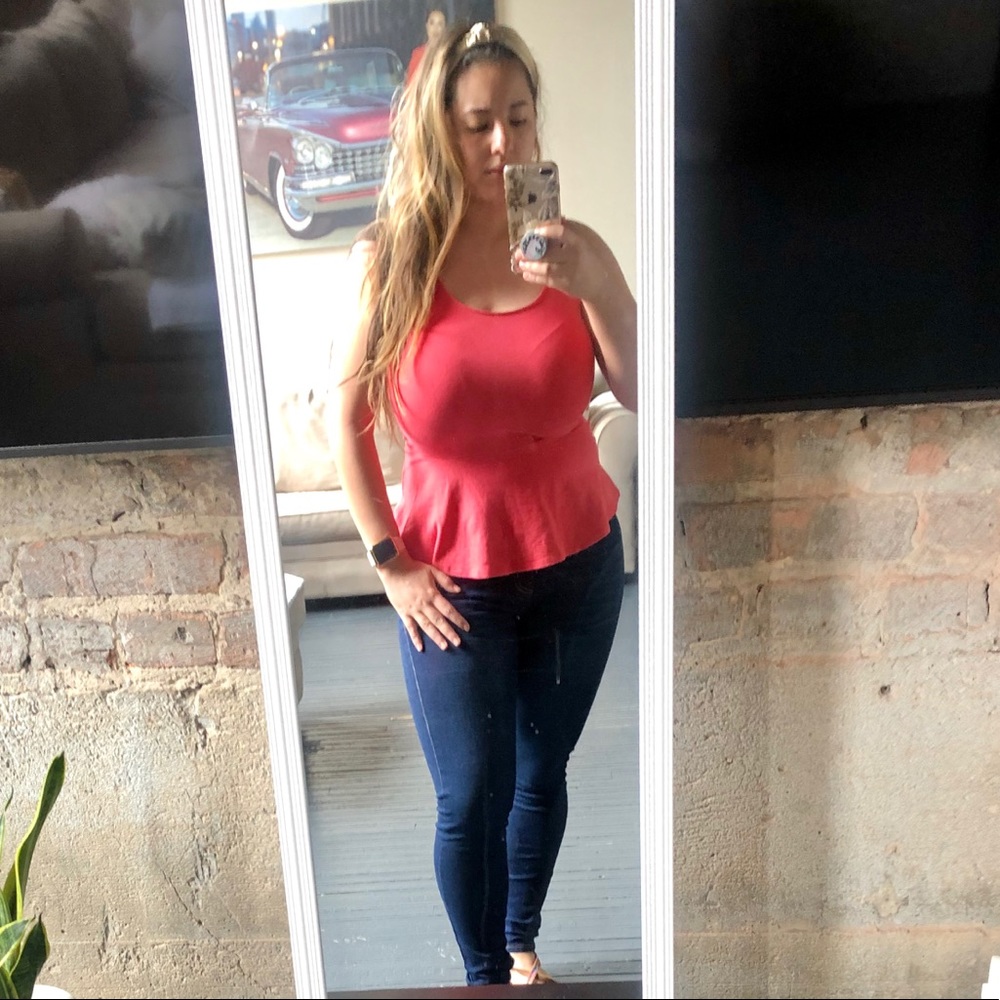 EXPRESS | Coral Summer Peplum Top